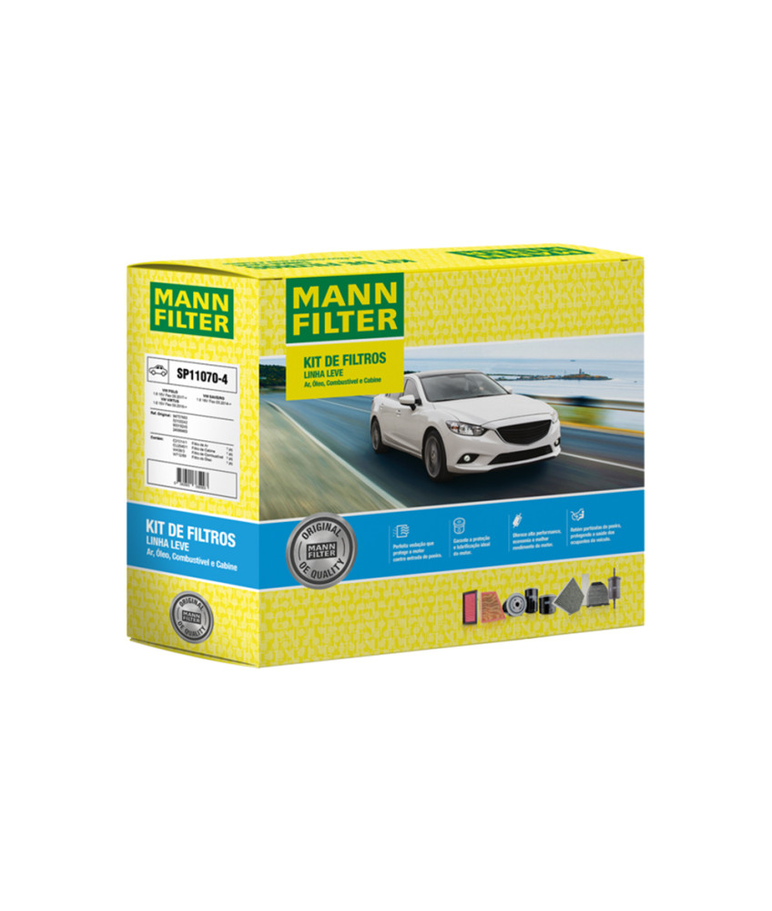 KIT FILTROS AR/CABINE/COMBUSTIVEL/OLEO SP110704 MANN