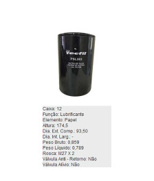 FILTRO OLEO LUBRIFICANTE - PSL283 TECFIL