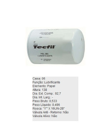 FILTRO OLEO LUBRIFICANTE - PSL282 TECFIL