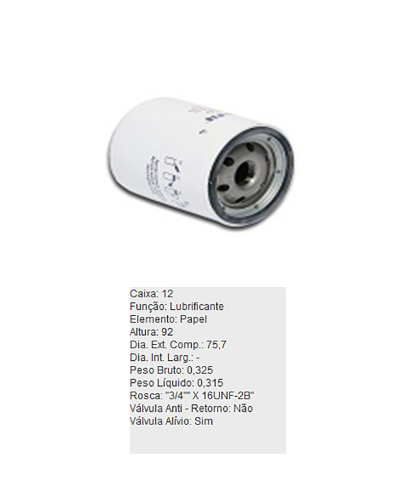 FILTRO OLEO LUBRIFICANTE - PSL147 TECFIL