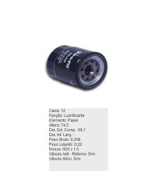 FILTRO OLEO LUBRIFICANTE - PSL638 TECFIL