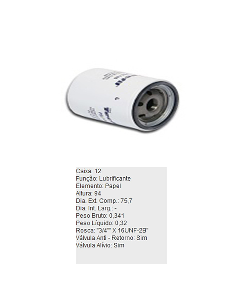 FILTRO OLEO LUBRIFICANTE - PSL146 TECFIL