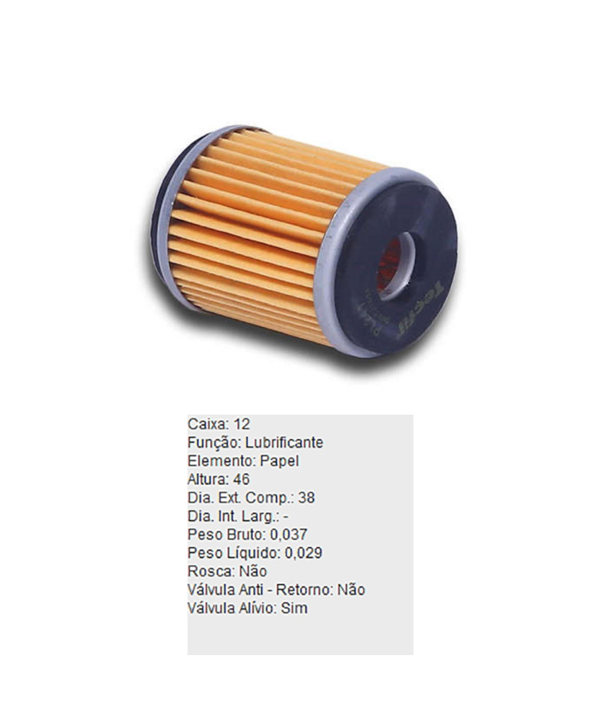 FILTRO OLEO LUBRIFICANTE REFIL - PL241 TECFIL