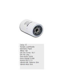 FILTRO OLEO LUBRIFICANTE - PSL655 TECFIL