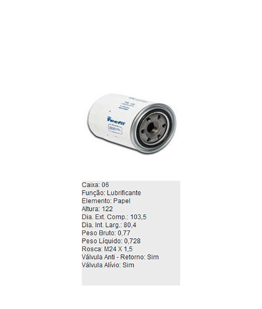 FILTRO OLEO LUBRIFICANTE - PSL128 TECFIL