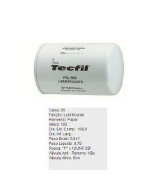 FILTRO OLEO LUBRIFICANTE - PSL569 TECFIL