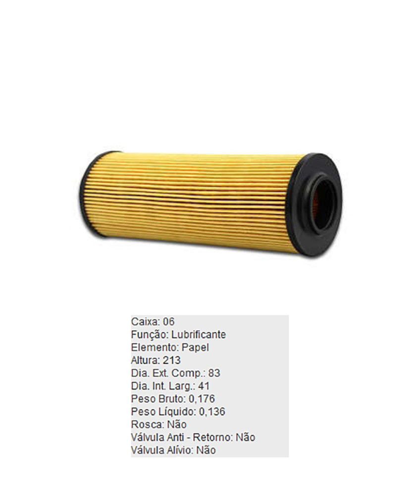 FILTRO OLEO LUBRIFICANTE REFIL - PEL2002 TECFIL