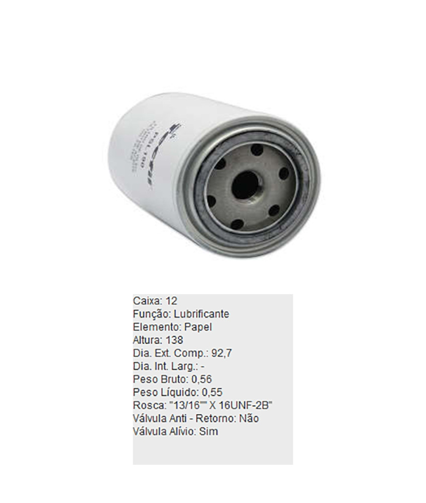 FILTRO OLEO LUBRIFICANTE - PSL190 TECFIL