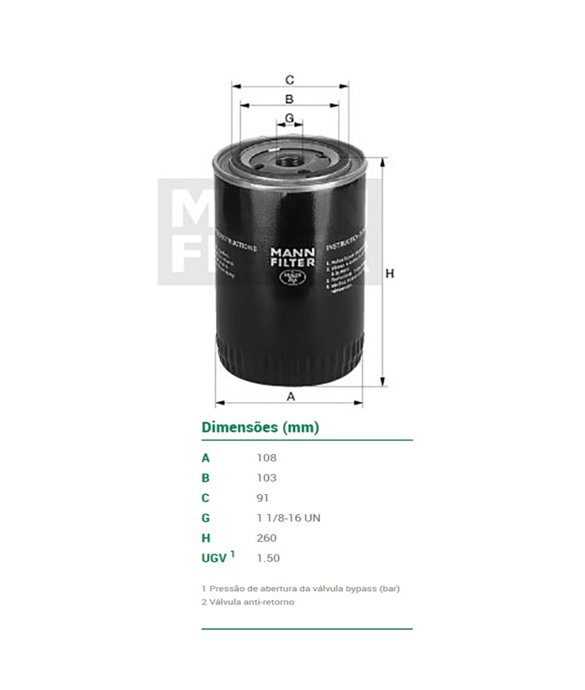 FILTRO OLEO LUBRIFICANTE - W111029 MANN