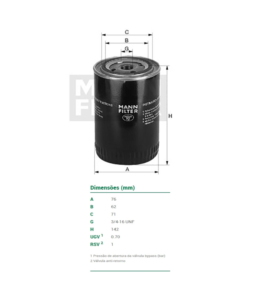 FILTRO OLEO HIDRAULICO - W7233 MANN