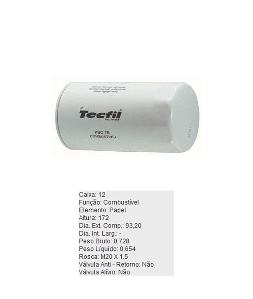 FILTRO COMBUSTIVEL - PSC75 TECFIL