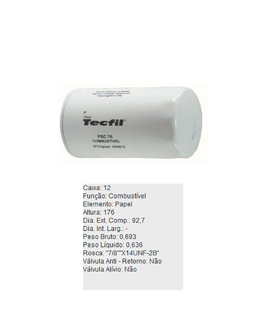 FILTRO COMBUSTIVEL - PSC76 TECFIL