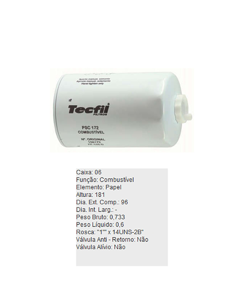 FILTRO COMBUSTIVEL - PSC172 TECFIL