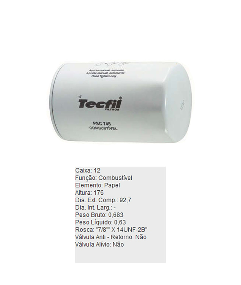 FILTRO COMBUSTIVEL - PSC745 TECFIL